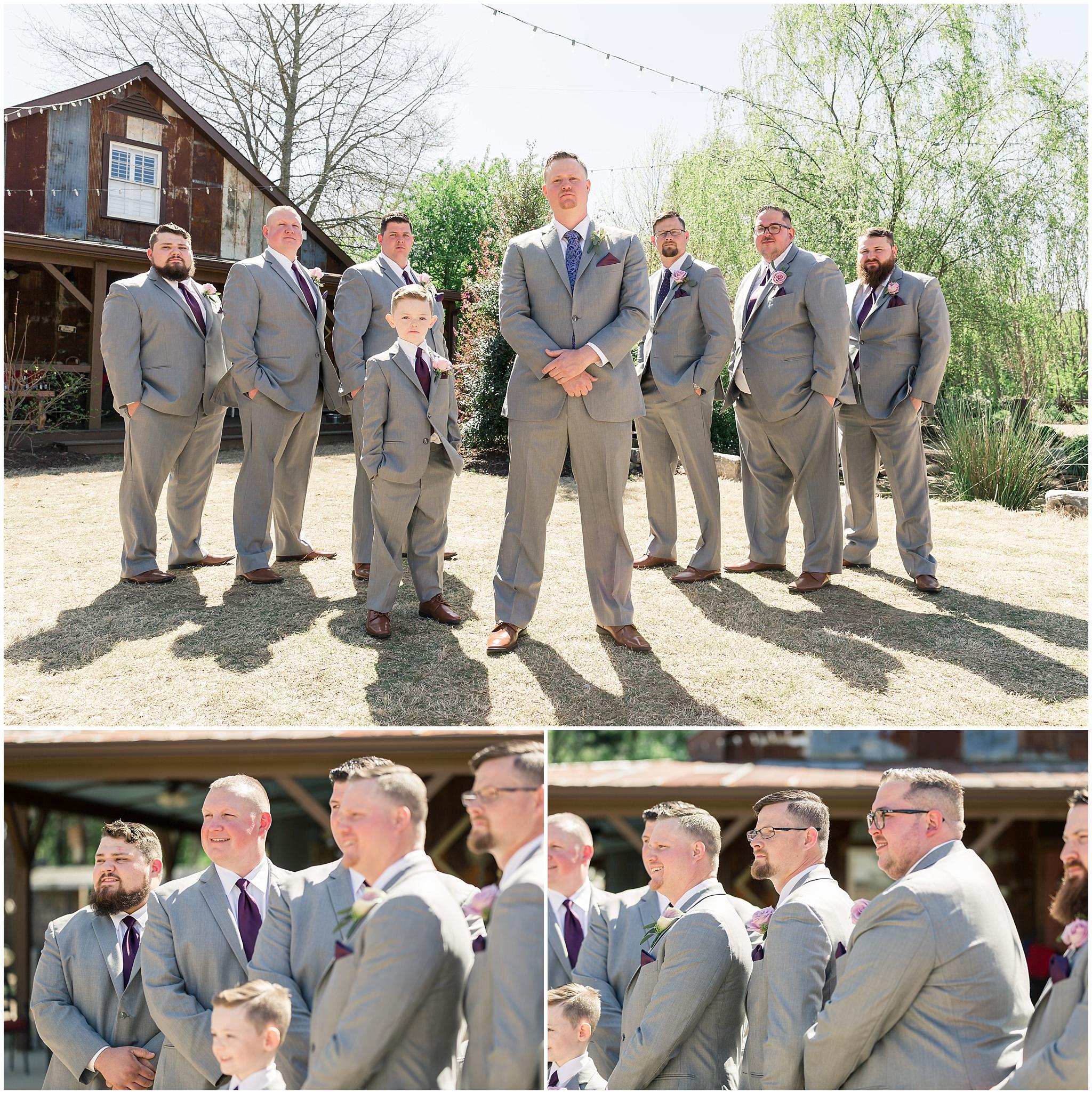 grey gray groomsman suits tuxs purple ties 9 oaks farm spring wedding pictures_0002.jpg