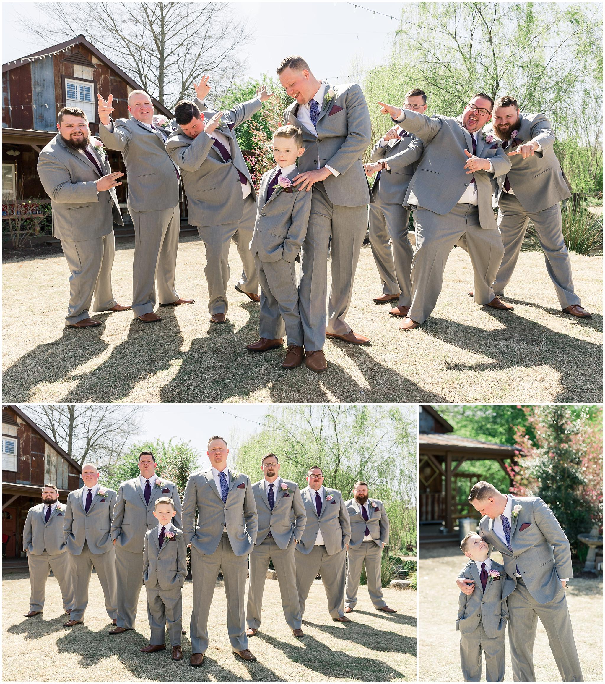 grey gray groomsman suits tuxs purple ties 9 oaks farm spring wedding pictures_0004.jpg