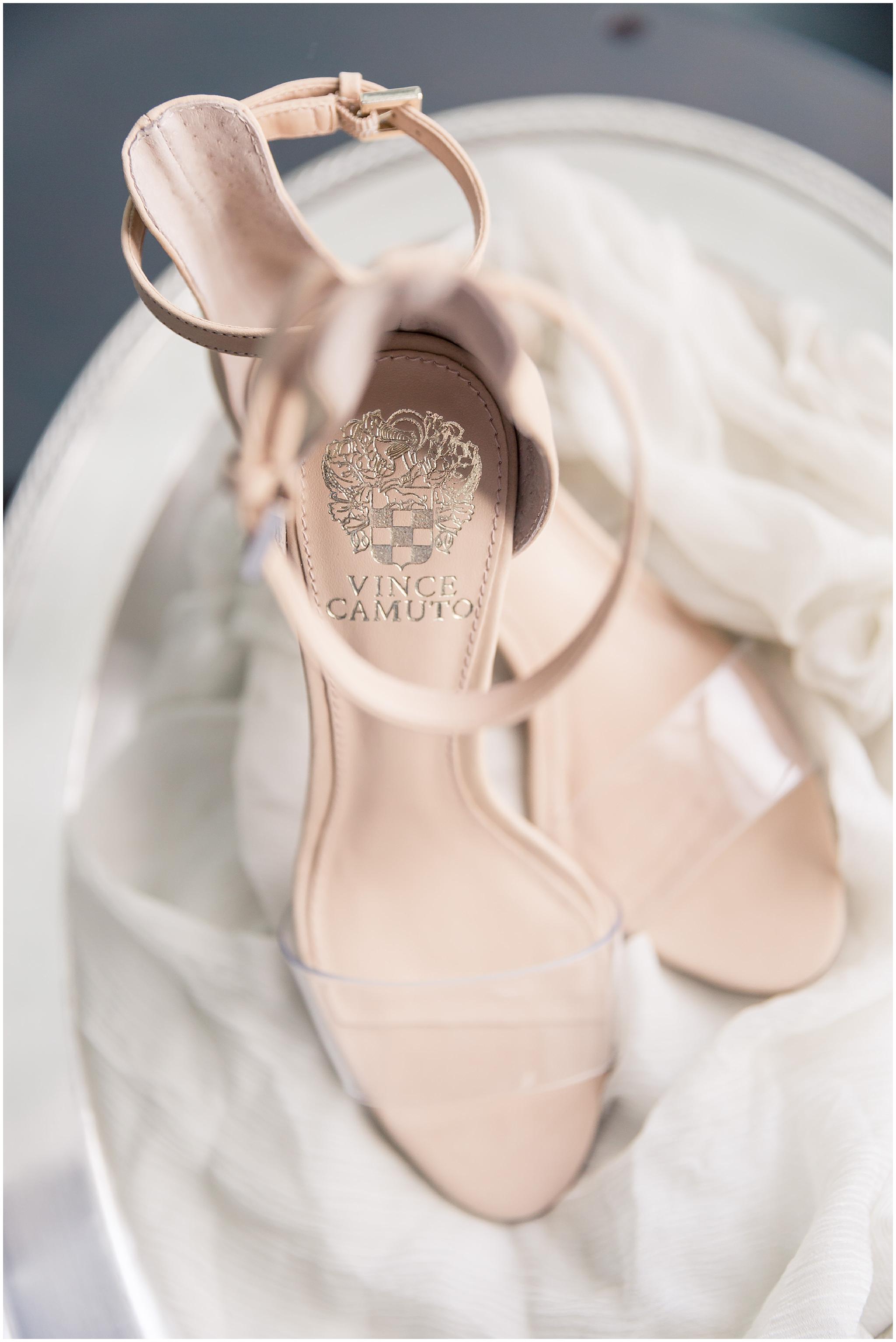 Wedding shoes ready to be worn by bride