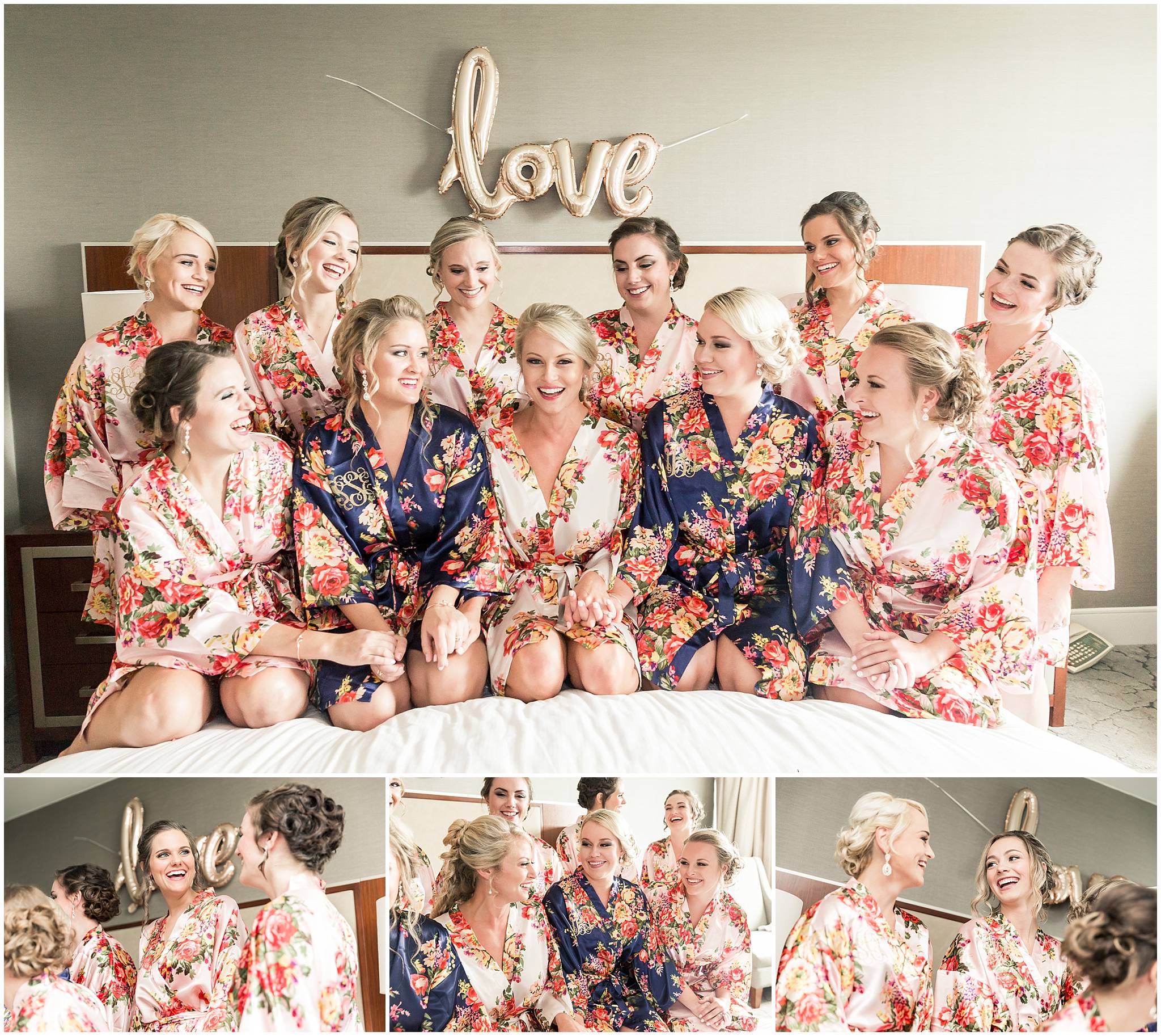 bridesmaids floral robes wedding photography