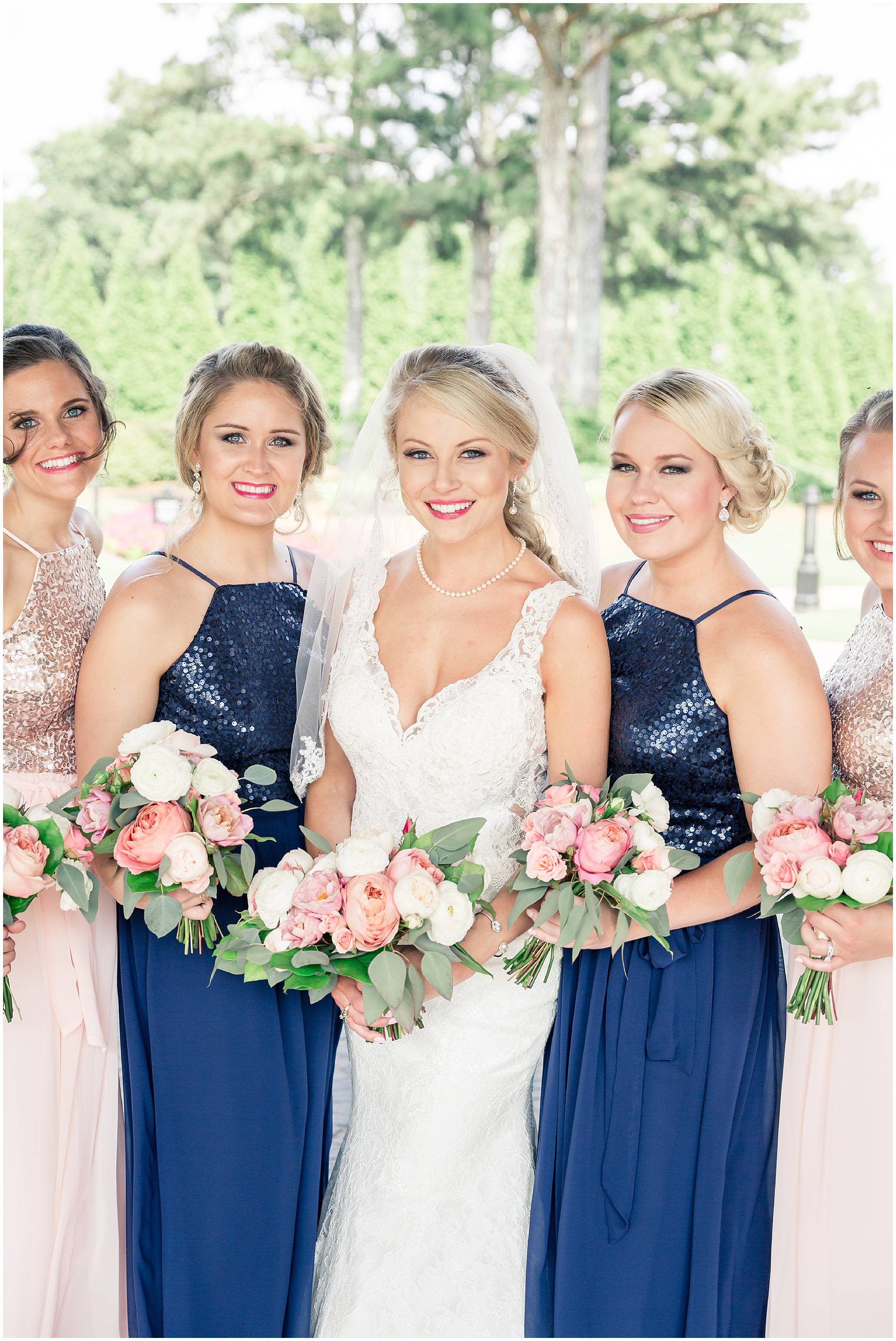pink and navy wedding colors theme bridesmaids dresses