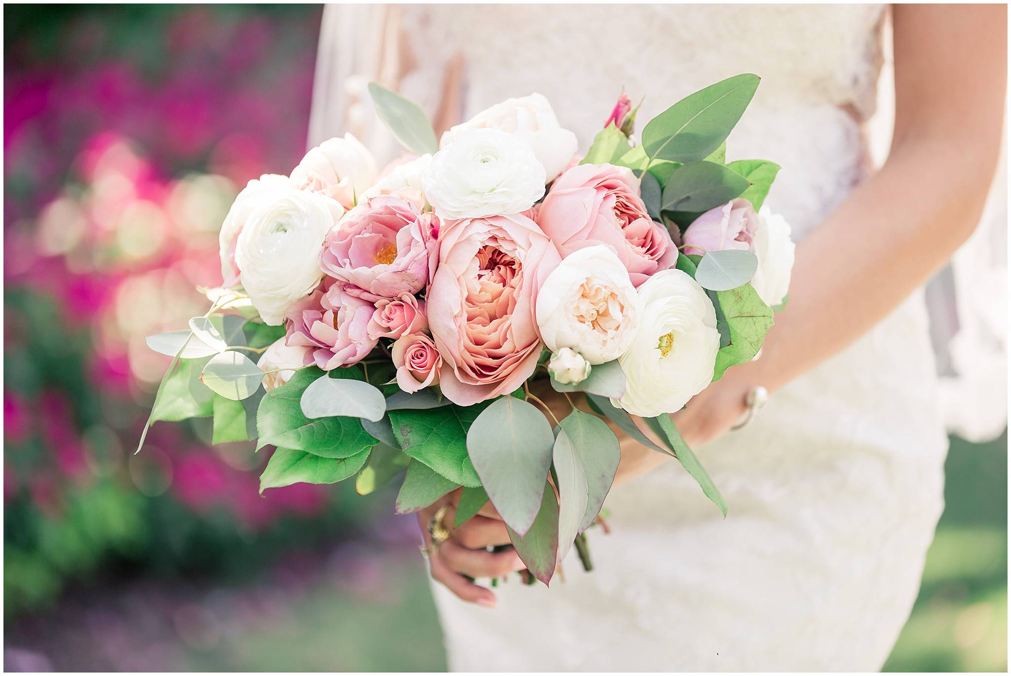 blush pink garden roses ranunculus rose gold bridal bouquet