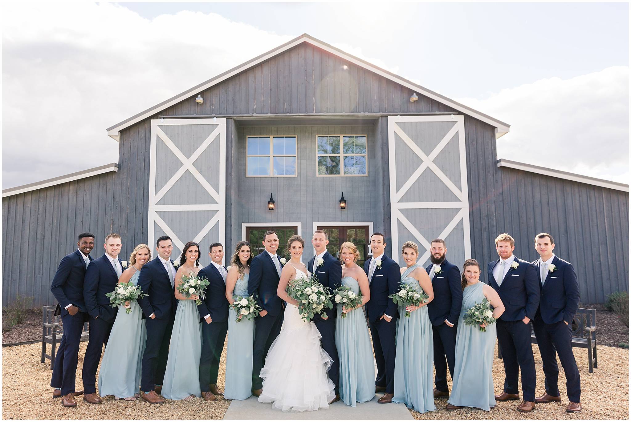 grant hill farm wedding blue and navy bridesmaids groomsmen