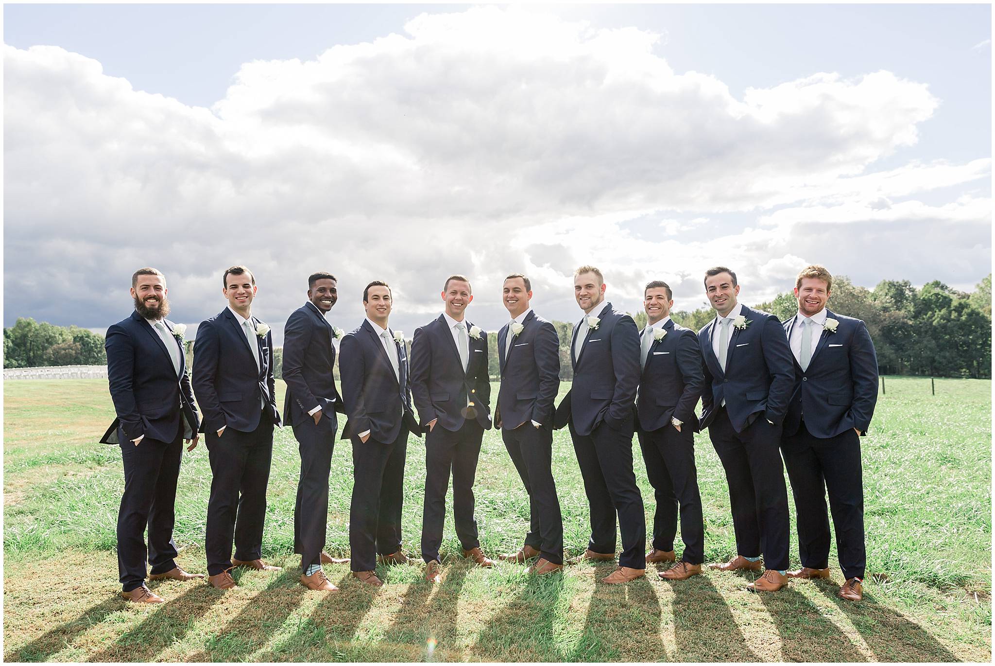 grant hill farms wedding groomsmen pictures navy suits