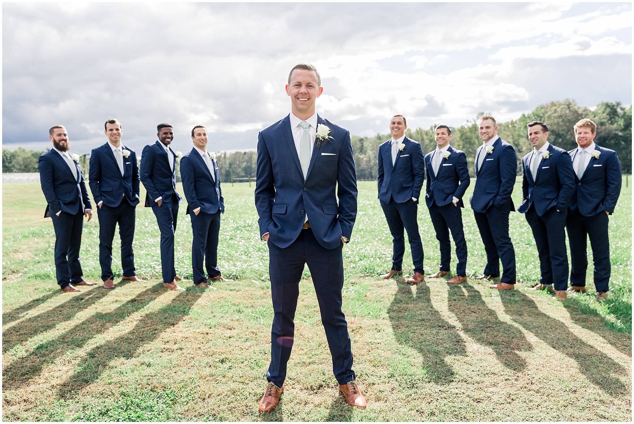 grant hill farms wedding groomsmen pictures navy suits