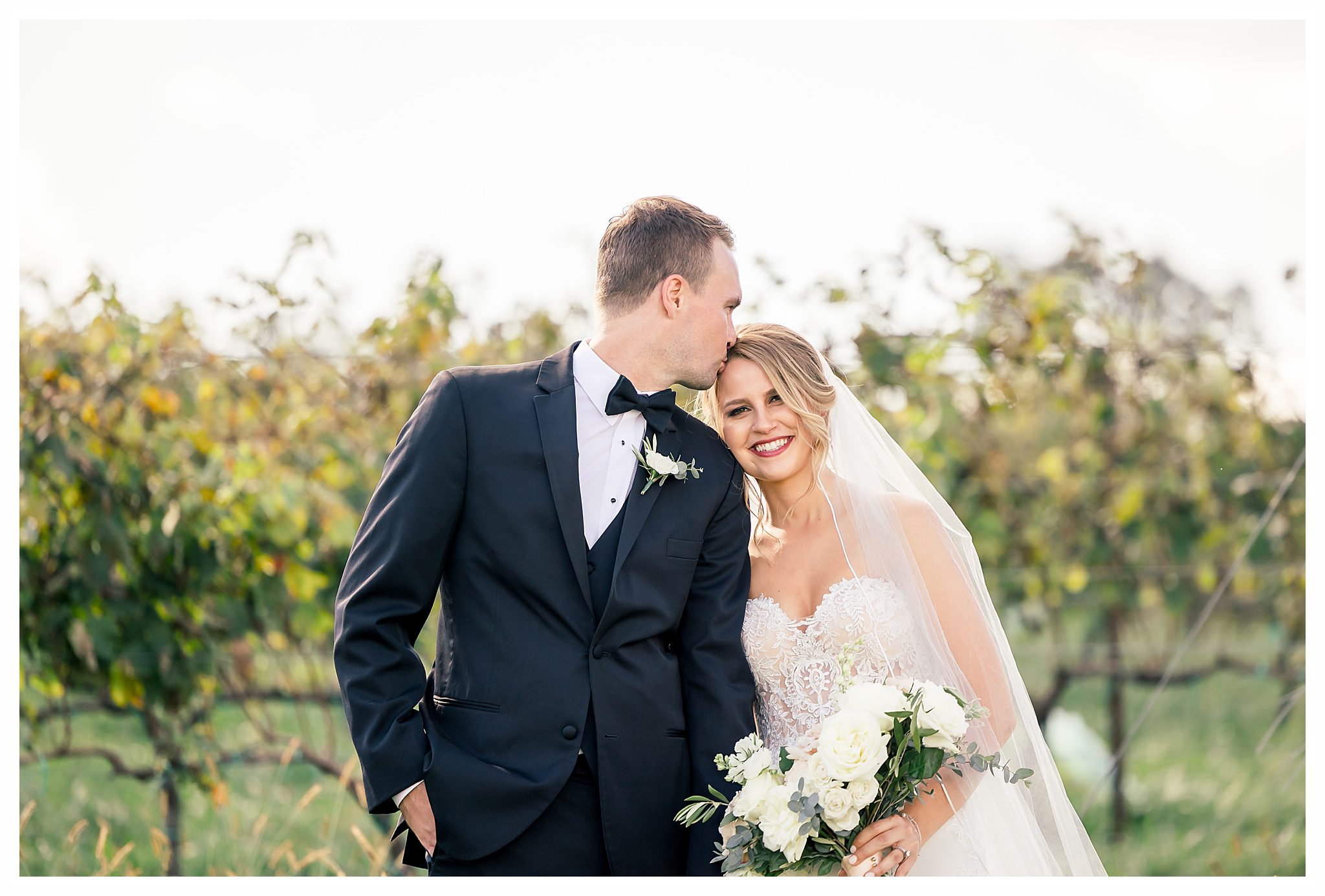 Yonah Mountain Wedding Vineyard Wedding Pictures of the Bride and Groom on a Fall Wedding Day by Five Fourteen Photography