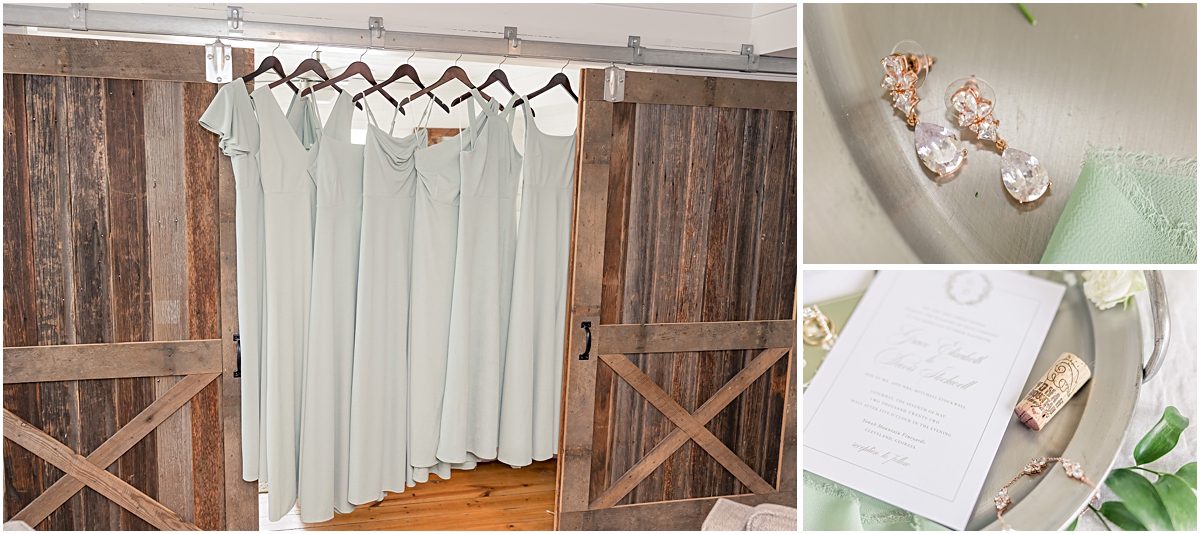 Collage of bridesmaid's dresses at Cleveland GA Wedding Venues