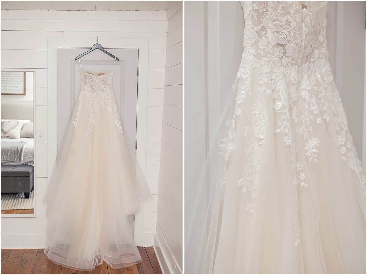 Collage of wedding dress