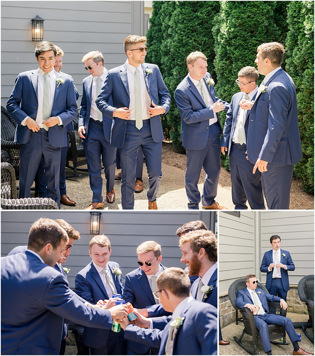 Collage of groom and groomsmen outside Cleveland GA Wedding Venues