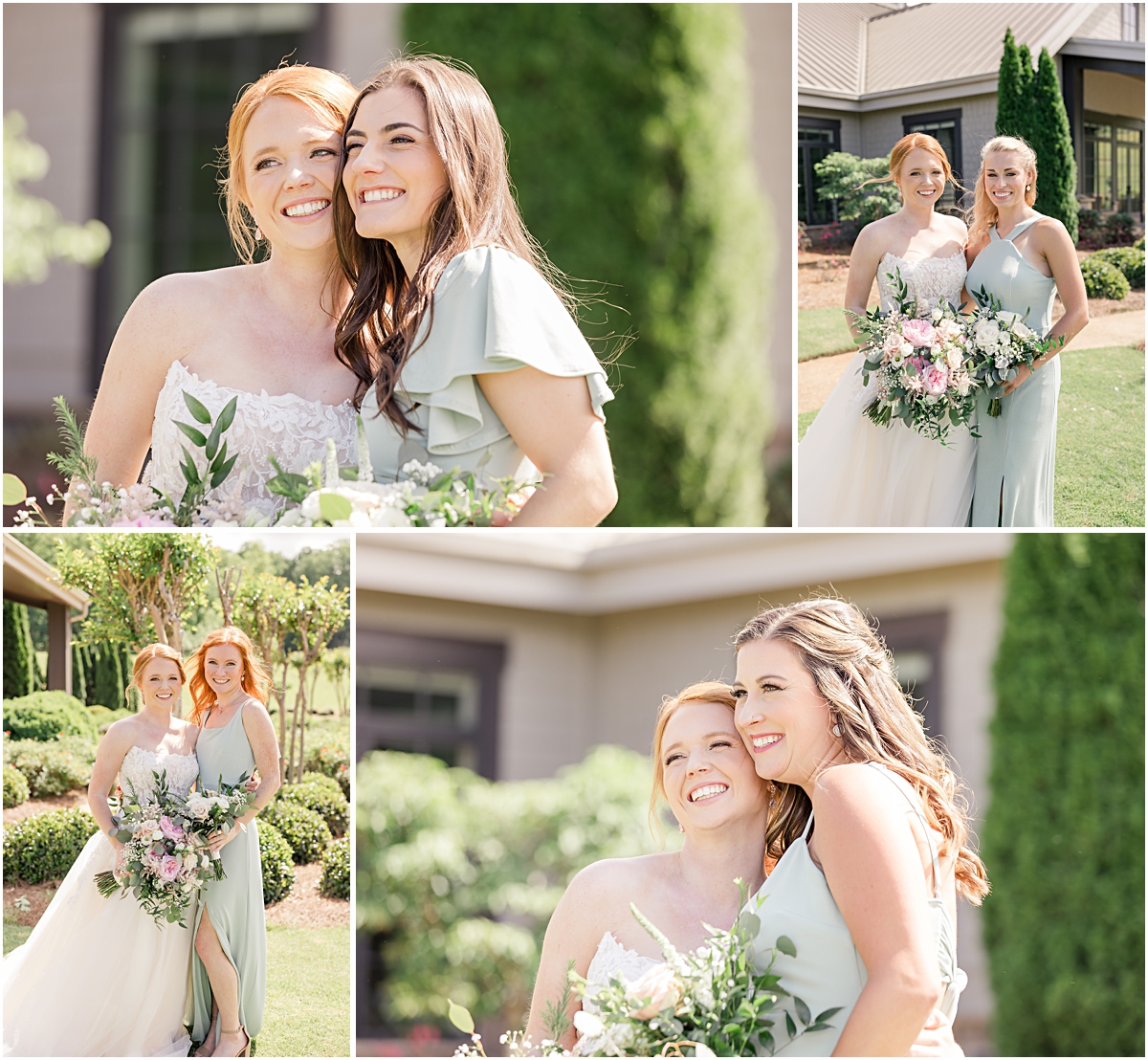 Collage of Bride posing with her individual bridesmaids 