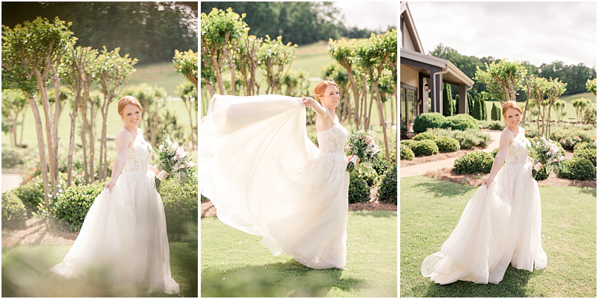 Collage of bride showing off her dress at Cleveland GA Wedding Venues