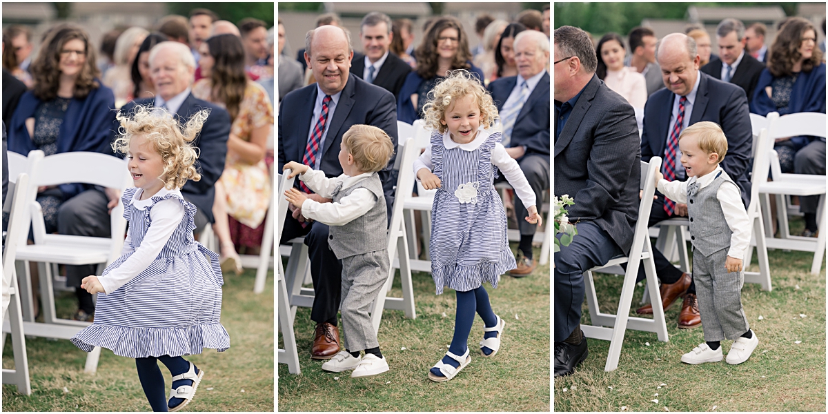 Collage of kids walking to their seats at Cleveland GA Wedding Venues