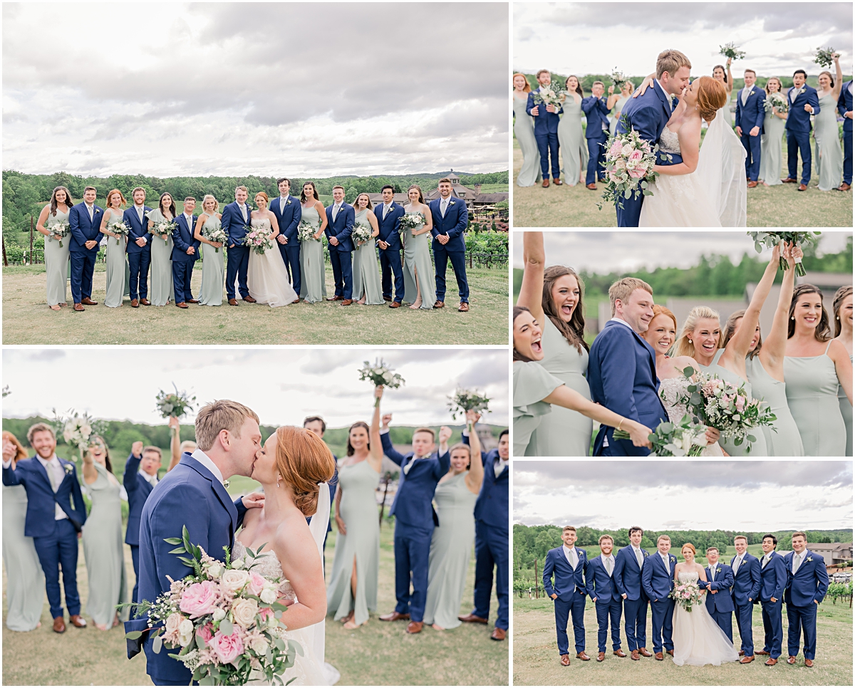 Bridal party photos in a collage