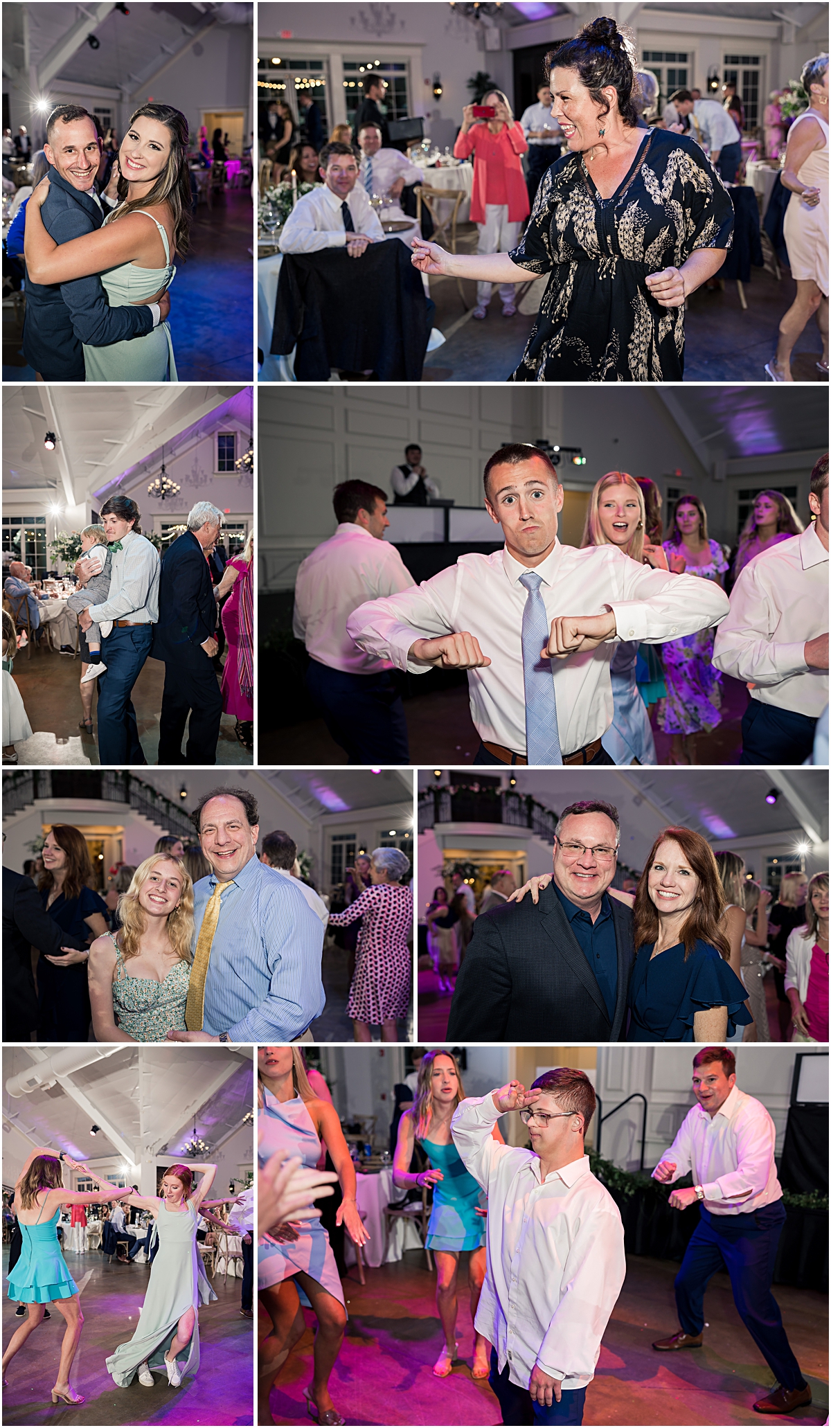 Collage of Family dancing at Cleveland GA Wedding Venues
