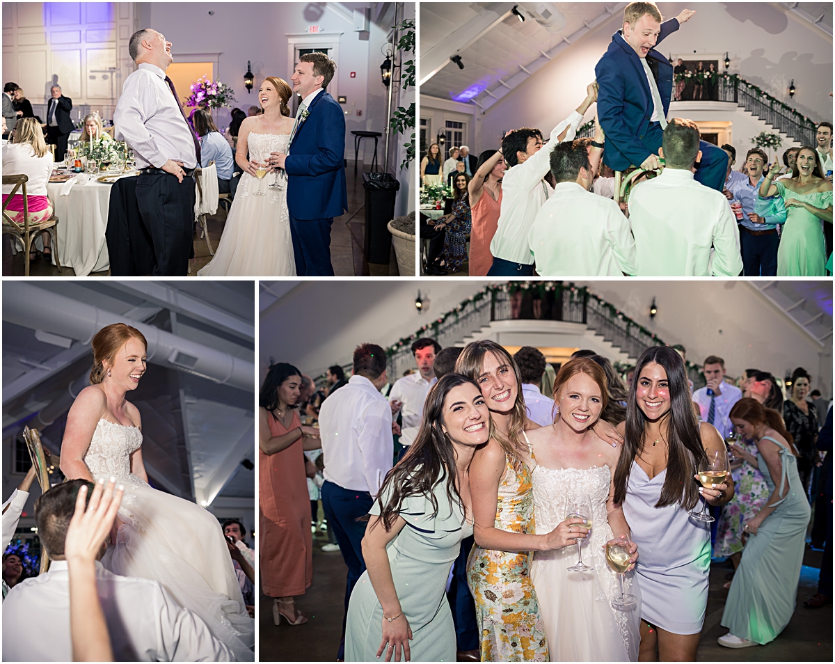 Collage of Bride and Groom dancing with family