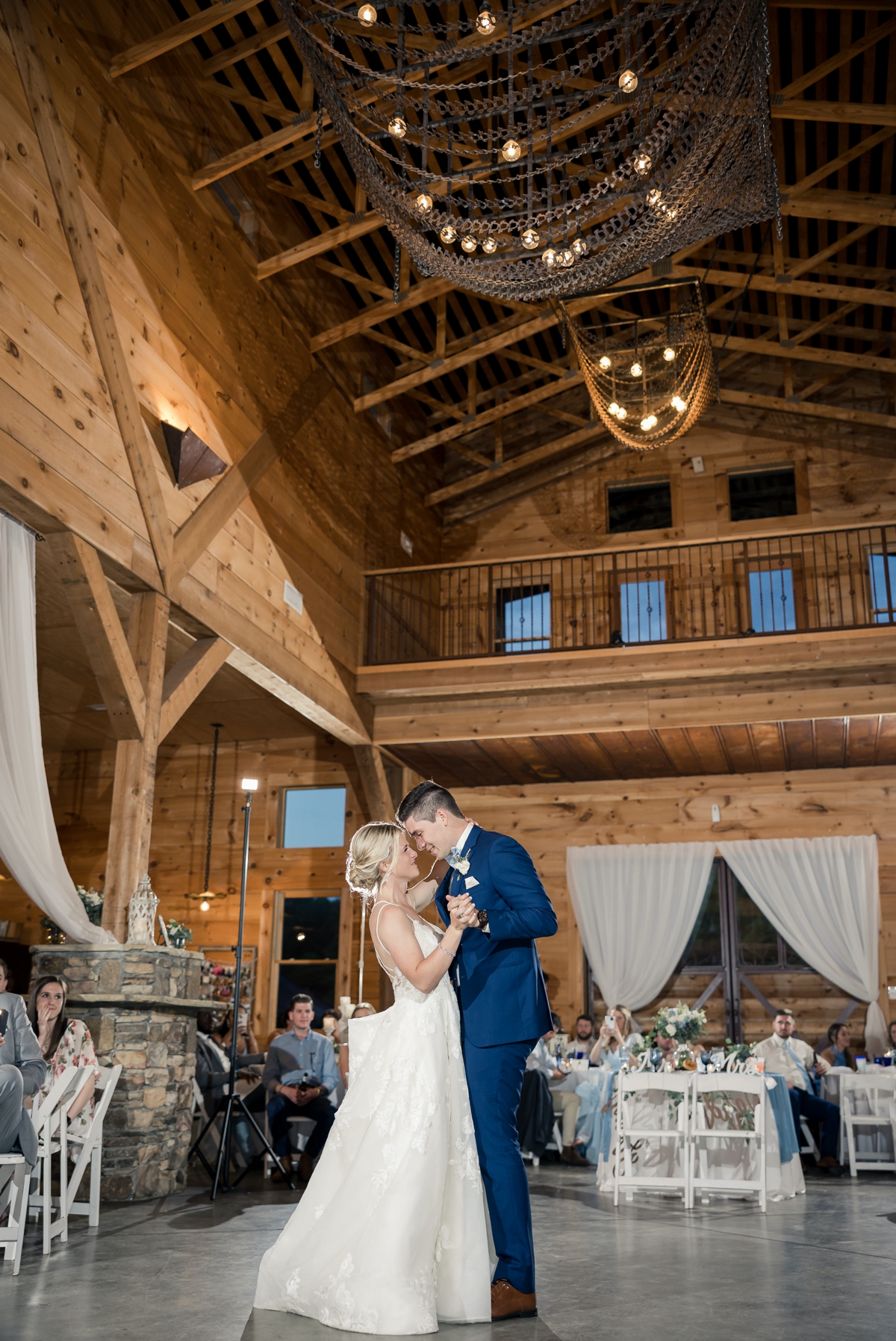 Chris and Grace during their first dance as husband and wife at Walters Barn perfectly backlight by a soft gentle light.