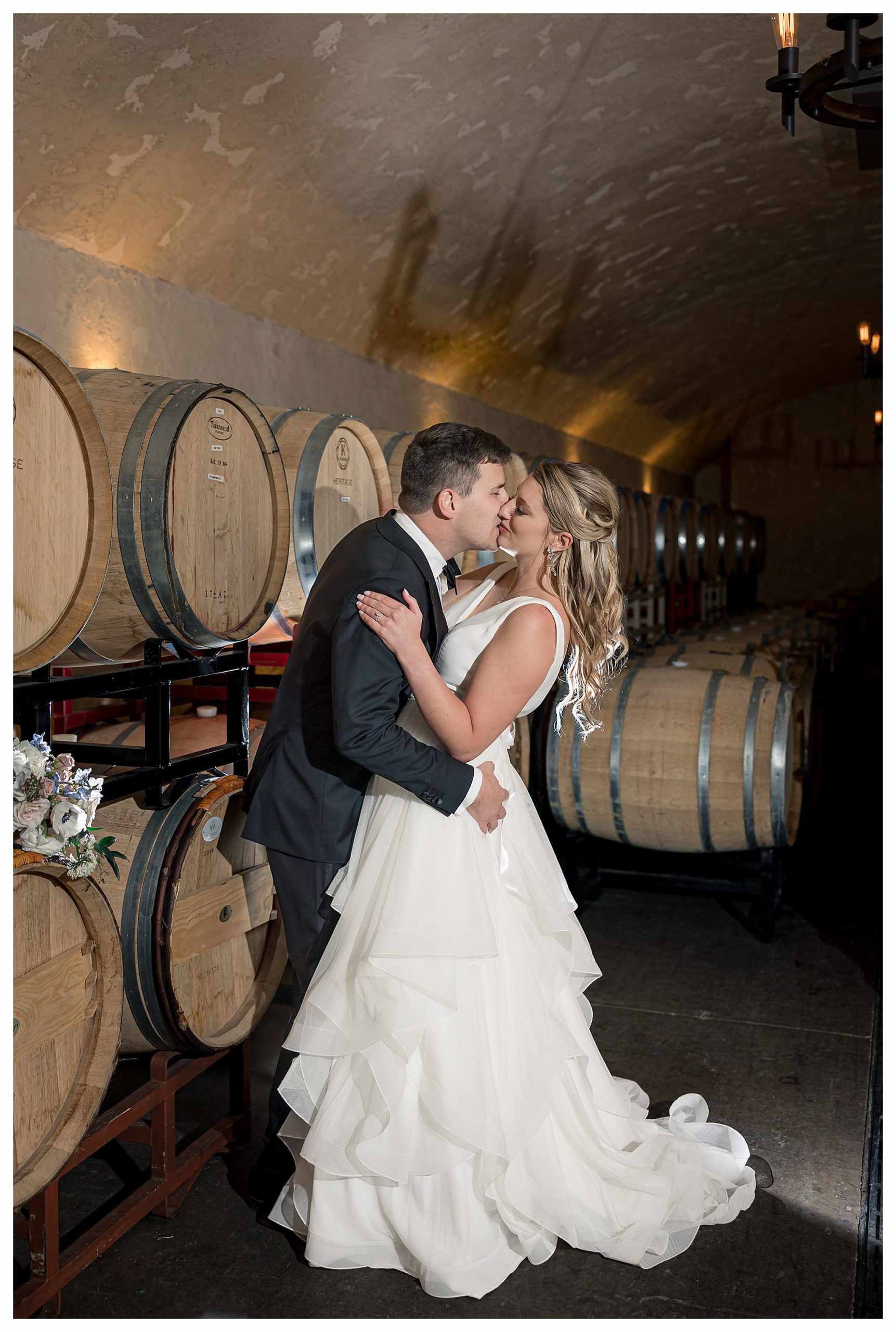 cask room pictures of bride and groom at yonah mountain vineyards