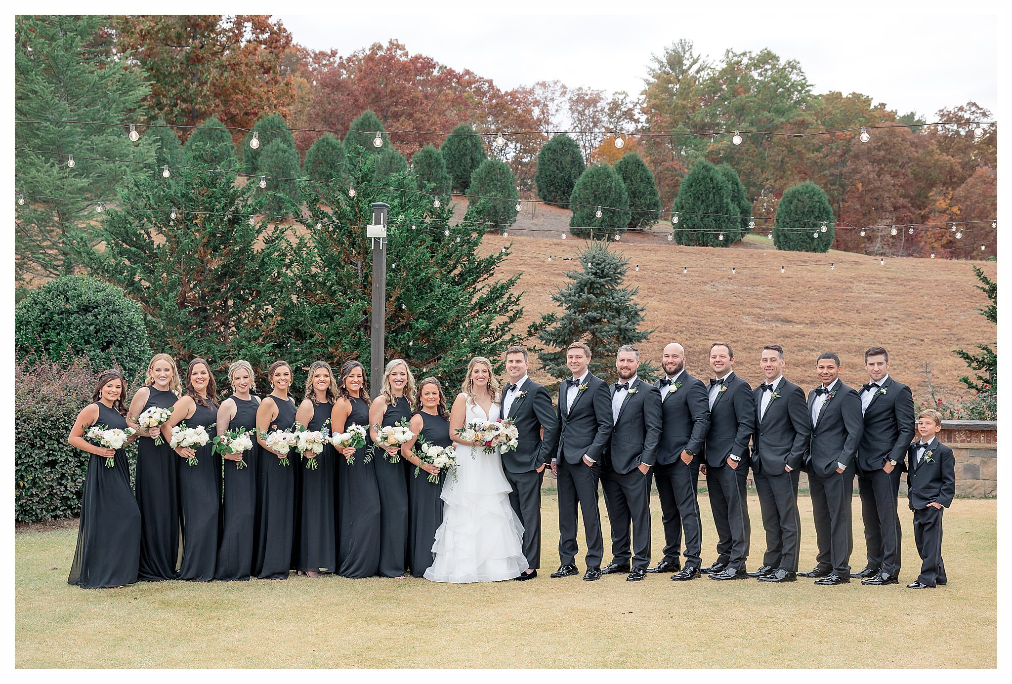 yonah mountain vineyards wedding party pictures in the fall