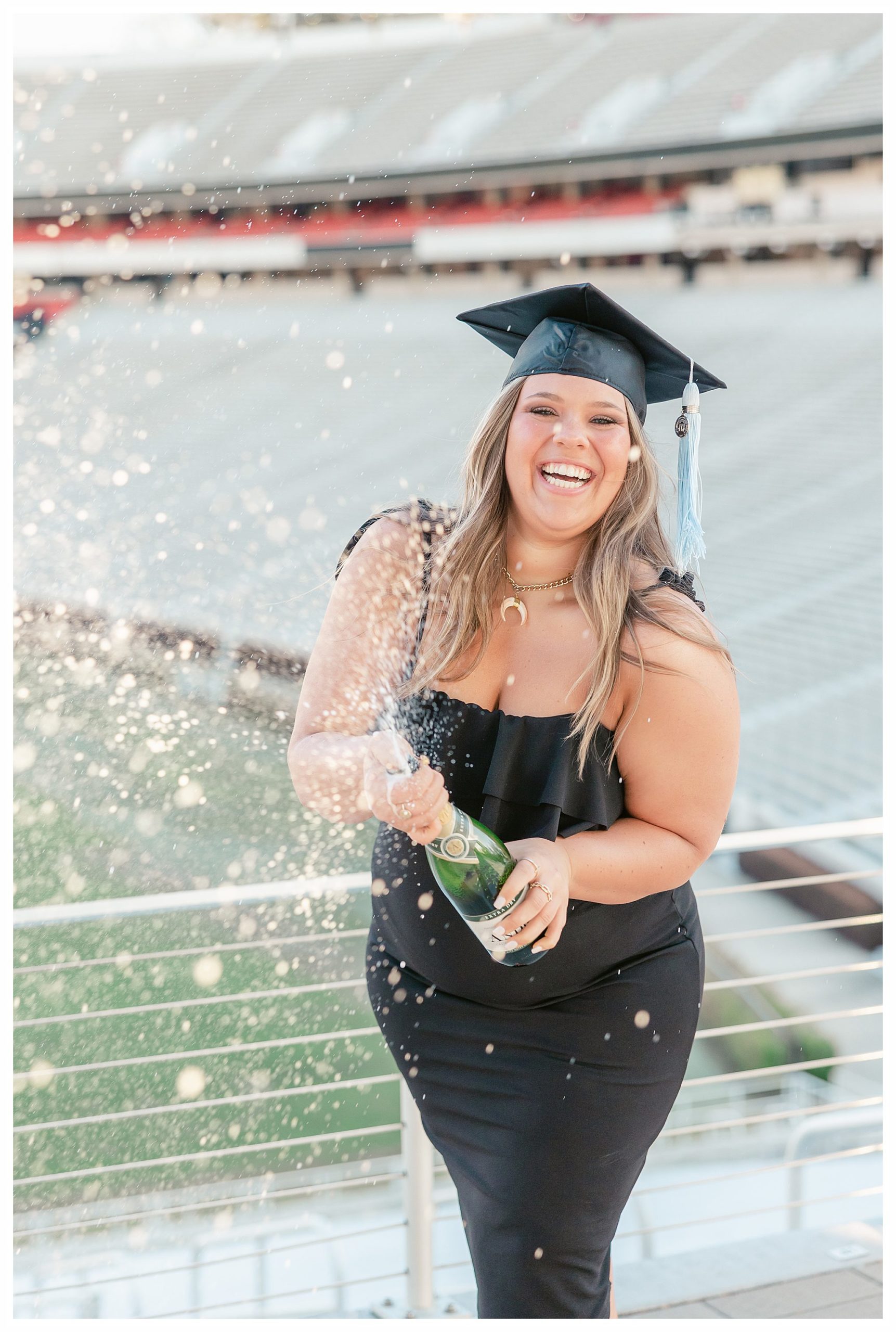 uga Stamford stadium graduation photos with champagne