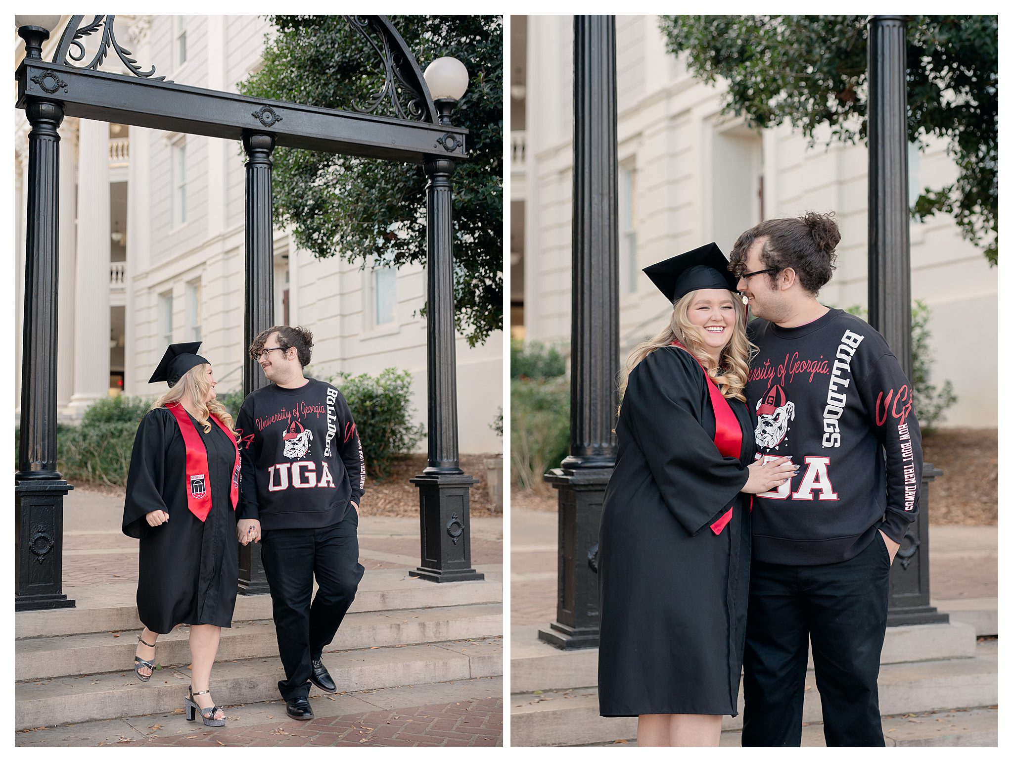 UGA Arches senior photos with fiancé boyfriend mom and grandma. Family.