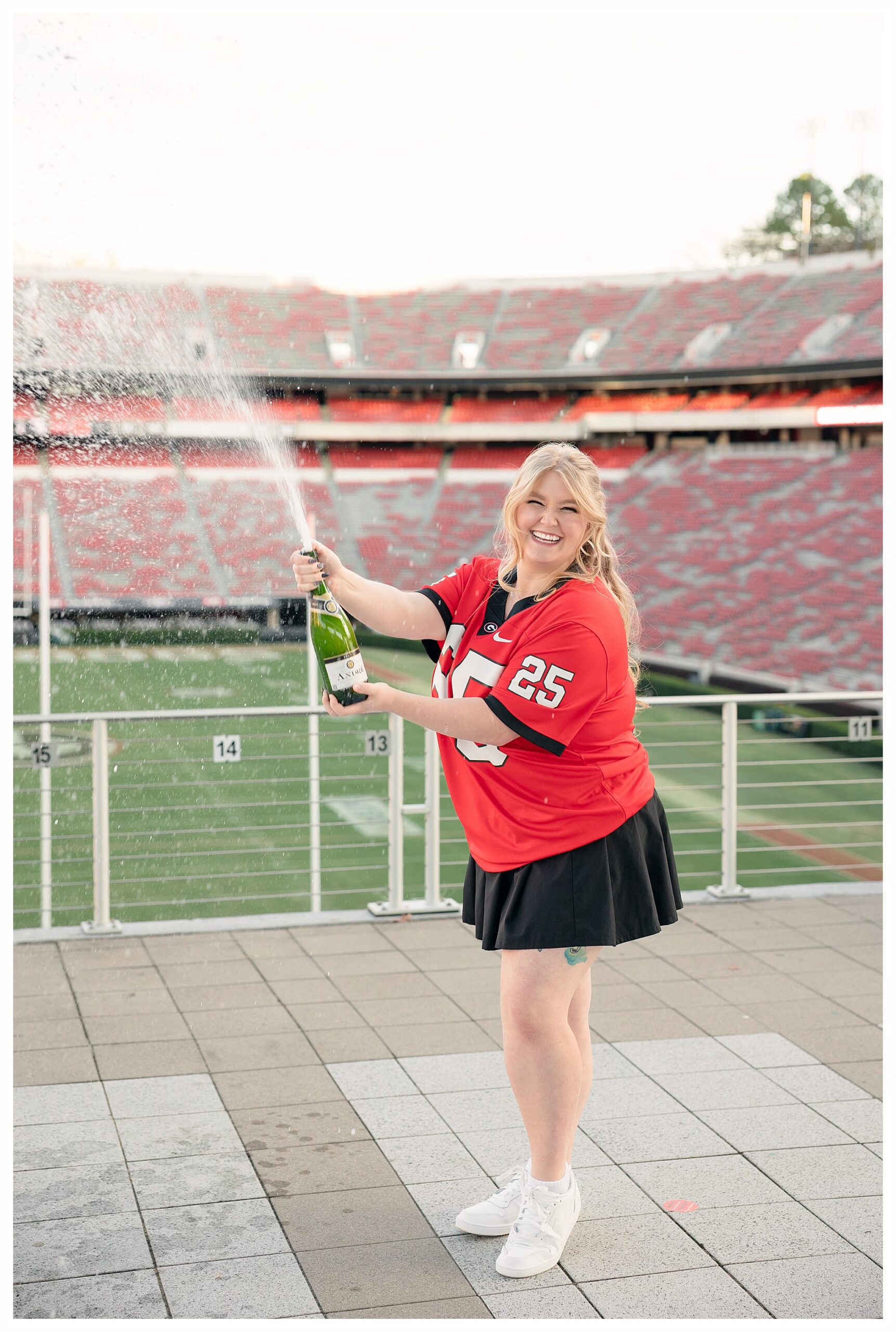 UGA Sanford Stadium Graduation Pictures with Champagne
